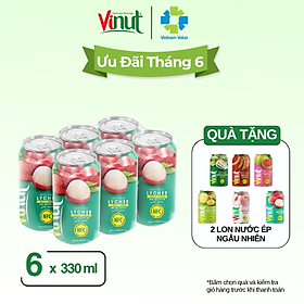[LỐC 6 LON ] Nước ép Vải, Nước ép trái cây tươi VINUT (330ml/lon)