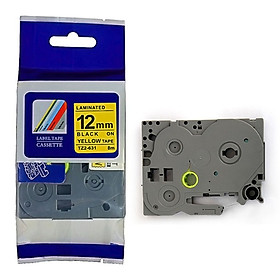 Nhãn in TZ2-631 tiêu chuẩn - Chữ đen trên nền trắng vàng 12mm- Hàng nhập khẩu