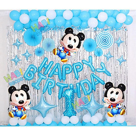 Set trang trí sinh nhật happy birthday chủ đề chuột mickey cho bé trai, bé gái tại nhà đầy đủ phụ kiện siêu đẹp C03