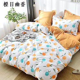 Set Cotton Poly Nhập Khẩu Nguyên Set 4 Món Cao Cấp Trái Cam Vintage