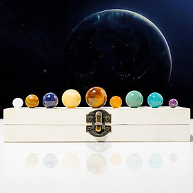 9Pcs Crystal Ball Solar System Planets Office Home Desk Decor for Good Luck