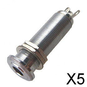 5xGuitar Bass Pickup Threaded Cylinder Jack Output Input Plug Socket Silver