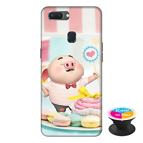 Ốp lưng điện thoại Oppo A5S hình Heo Con Ăn Bánh tặng kèm giá đỡ điện thoại iCase xinh xắn - Hàng chính hãng