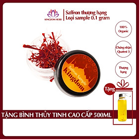 Saffron Kingdom Herb nhụy hoa nghệ tây Iran loại Super Negin thượng hạng chính hãng (mẫu thử hộp 0.1 gram) - Tặng bình nước thủy tinh cao cấp 500 ml