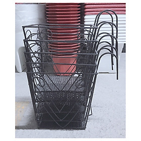 5 Giỏ Sắt 24x23cm Hình Vuông Màu ĐEN Treo Chậu Hoa Lan Can Ban Công