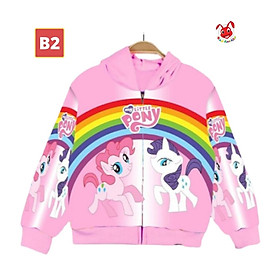 Áo khoác bé gái Pony cầu vồng từ 11-43kg - Thun cotton da cá in 3D cực chất -Kiến Lửa - B2 pony hồng - 5