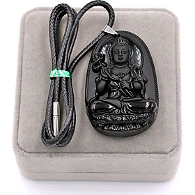 Dây Chuyền Mặt Đại Thế Chí Bồ Tát - Thạch Anh Đen 6cm DETES4 - Kèm Hộp Nhung - Tuổi Ngọ