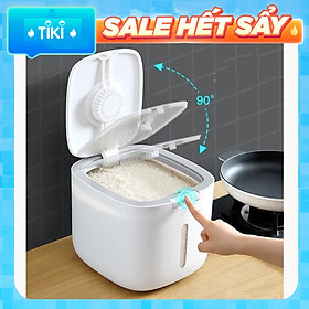 Thùng Đựng Gạo Cao Cấp 5kg & 10kg - Thùng Đựng Gạo Nắp Đậy Thông Minh, Thiết Kế Hiện Đại & Đẹp Mắt, Chất Liệu ABS &PP An Toàn Chống Nước, Chống Ẩm Mốc, Mối Mọt - Hàng Nhập Khẩu