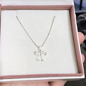 Mặt Dây Chuyền Bạc nơ đính đá  YN JEWELRY SL