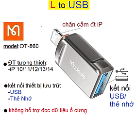 Mua Đầu chuyển đổi OTG L to USB 3.0 Hỗ trợ đọc dữ liệu usb / thẻ nhớ cho điện thoại 10/11/12/13/14 Mcdodo OT860 _ Hàng chính hãng