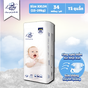 Tã Bỉm Quần Lucky Baby Không Huỳnh Quang, Siêu Thấm Hút XXL34 15-19kg