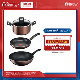 Combo 3 Day By Day chống dính đáy từ Tefal - Chảo chiên 24cm G1430405 & Chảo xào 26cm G1437705 & Nồi 20cm G1434406 - Hàng chính hãng