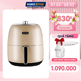 Nồi Chiên Không Dầu Cơ BIYI AF-80 (4,2L)  - Nút điều chỉnh nhiệt độ & thời gian cơ phong cách retro - Hàng chính hãng