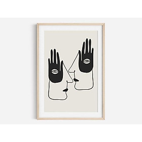 Tranh treo tường | Line art-Boho Hand Eye Art Print, Boho Decor 27 , tranh canvas giá rẻ