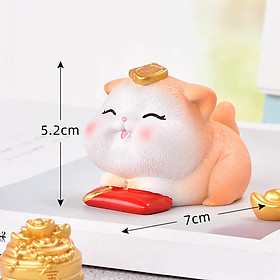 Mua S114 - Mô hình tượng mèo tài lộc Tết năm mới dễ thương để bàn trang trí tiểu cảnh xe ô tô - Cây Sồi Già