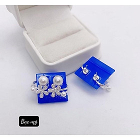 Bông tai kẹp vành gắn trai ,hoa 4 lá xinh xắn - Bạc npj