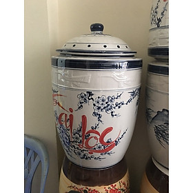 Mua Hũ đựng gạo tài lộc vẽ hoa đào Bát Tràng loại 15Kg