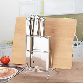 Kệ Để Dao Thớt Nhà Bếp, Vung Nồi Inox Đa năng Loại mới 2 ngăn Siêu bền