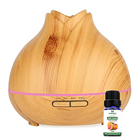 Combo máy khuếch tán tinh dầu Lorganic Nụ hoa gỗ sáng FX2054 + tinh dầu bưởi chùm Lorganic (10ml)/ Phun sương sóng siêu âm/Thích hợp xông phòng 15-40m2.
