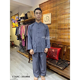 ️️Quần Áo Đi Lễ Chùa Cư Sĩ Nam - Đồ Bộ Lãnh Tụ Phật Tử đi lễ mặc nhà truyền thống