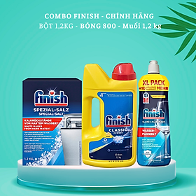 Combo Bột rửa bát finish 2.5kg+Muối rửa chén finish 1.2kg+nước bóng 1150ml
