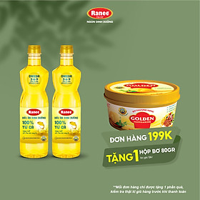 {Đơn 199k tặng hộp bơ 80g} Combo 2 chai dầu ăn dinh dưỡng Ranee 950ml (950ml/chai x 2 chai)