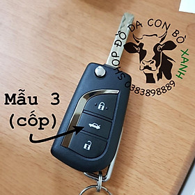 Bao da dành cho chìa khóa Toyota Innova, Fortuner, Altis, Hilux chìa khóa cơ handmade da thật (chìa gập) 006