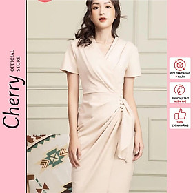 Váy nữ thiết kế liền thân dáng maxi chân váy dài cá tính CHERRY đầm nữ body chéo eo có đính hạt V034