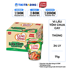 Thùng 24 Ly Mì Khoai Tây Cung Đình Hương Vị Lẩu Tôm Chua Cay