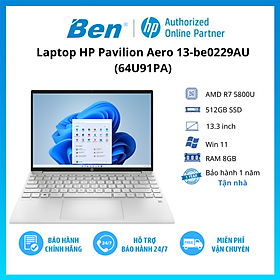 Laptop HP Pavilion Aero 13-be0229AU (64U91PA) (R7-5800U | 8GB | 512GB | 13' WUXGA 100% sRGB Hàng chính hãng