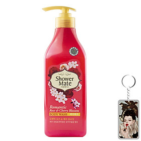 Sữa tắm dạng Gel ngăn ngừa các vết rám đen Showermate hương hoa Đào và hoa Hồng Hàn Quốc 550ml tặng móc khóa