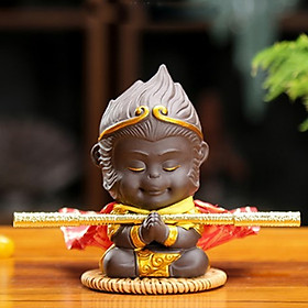 Trọn bộ Mỹ Hầu Vương kèm gậy + áo choàng + đế tre (màu đen chấp tay)