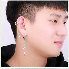Bông tai tua rua chữ thập hiện đại trẻ trung 1 chiếc mọi giới tính