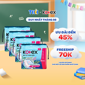 Lốc 4 Gói băng vệ sinh Kotex Bảo Vệ Toàn Diện 23cm Siêu Mỏng Cánh 20 miếng/ gói