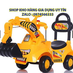 Xe cẩu chòi chân cho bé Có nhạc + còi + gầu múc + tựa lưng