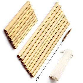 Mua Bộ 10 Ống hút tre (Bamboo straws)  Túi vải canvas và Cọ rửa ống hút