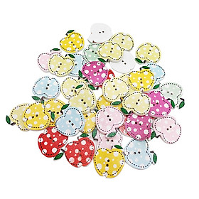 50pcs Mixed Apple Shaped Wood Sewing Buttons DIY Scrapbooking 2 Holes Craft
