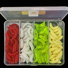 100Pcs/Set Soft Silicone Worm Bait Set Sea Fishing Tackle Wobbler Fishing Lure with Tackle Box