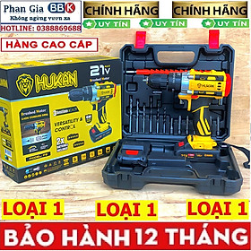 Máy khoan pin HUKAN 21V 3 chức năng tặng bộ phụ kiện mũi khoan