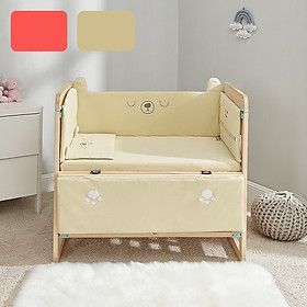Quây Cũi Cho Bé - Vải Cotton Thoáng Mát, Kèm Gối Chống Méo Đầu
