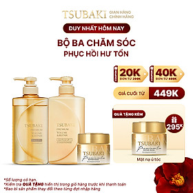 Bộ Ba Chăm Sóc Tóc Phục Hồi Ngăn Rụng Tóc TSUBAKI Gội Xả (490ml/chai) + Mặt Nạ Tóc Cao Cấp Phục Hồi Hư Tổn 180g