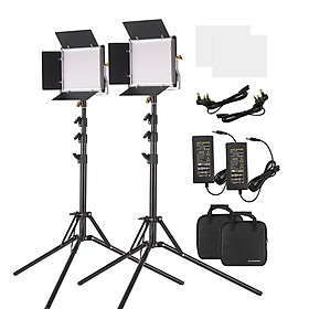 Bộ Đèn LED Andoer + 2 Bộ Chân Đứng (78.7 Inch 660 Đèn LED) + Bảng Điều Khiển 2 Màu (3200-5600K CRI 85+) Với Giá Đỡ Chữ U