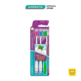 Bàn Chải Đánh Răng Watsons Triple Action Toothbrush (Soft) 3s