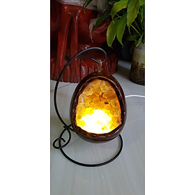 Mua Miếng đá thạch anh Vàng tự nhiên hốc sâu có đế kiểu công dụng hút tài lộc Size cả chân Cao 16cm đk 12cm miếng Vàng cao 10cm x đk 8cm Anh Chị để bàn trang trí nhà bàn thờ Thần Tài và treo trong phòng ngủ may mắn màu Vàng Anh thật sự rất tốt đẹp rẻ ạ