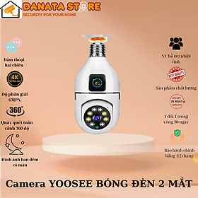 (Lỗi 1 đổi 1) Camera Yoosee BÓNG ĐÈN 2 MẮT (1 CỐ ĐỊNH, 1 XOAY) thế hệ mới 5.0MP - xoay 360 độ, xem đêm có màu - Hàng nhập khẩu