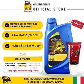 (Nhập khẩu) Combo Eni Scooter 10W40 0.8L + Nhớt Láp 80W90 120ML