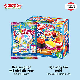 Combo 2 hộp kẹo Popin Cookin đồ chơi ăn được gồm: thế giới sắc màu + sushi/ cơm bento/ bánh donut