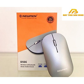 Chuột Bluetooth 5.0 và Wireless 2.4Ghz Newmen D566 (Màu Bạc và Hồng) - Hàng Chính Hãng