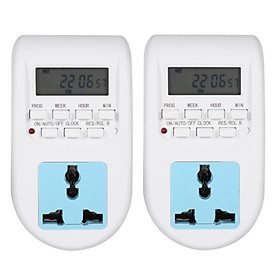 Mua Bộ 2 ổ cắm hẹn giờ điện tử AL-06 220v -10A (Trắng phối xanh)