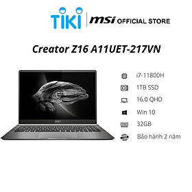 Mua Laptop MSI Creator Z16 A11UET-217VN (Core i7-11800H/ 32GB (16GBx2) DDR4 3200MHz/ 1TB SSD M.2 NVMe PCIe Gen4x4/ RTX 3060 6GB GDDR6/ 16 QHD+ (2560 x 1600)  120Hz  IPS/ Win10) - Hàng Chính Hãng